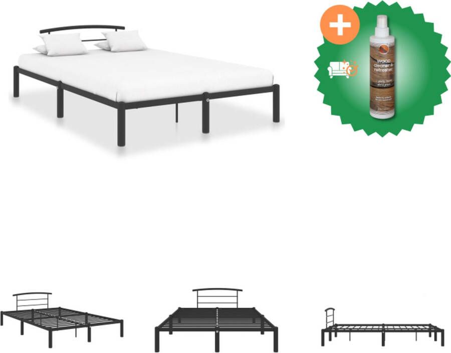 VidaXL Metalen Bedframe Zwart 210 x 130 x 63 cm Geschikt voor 120 x 200 cm matras Eenvoudig te monteren Bed Inclusief Houtreiniger en verfrisser