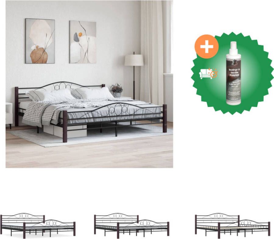 VidaXL Metalen Bedframe Zwart 210 x 207 x 85 cm Massieve constructie Stevige lattenbodem Bed Inclusief Reiniger