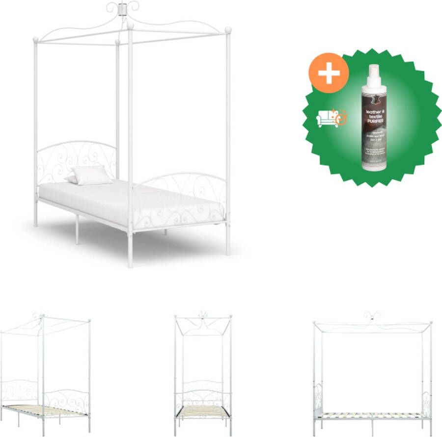 VidaXL Metalen Hemelbedframe Wit 211 x 109 x 227 cm Geschikt voor 100 x 200 cm matras Bed Inclusief Reiniger