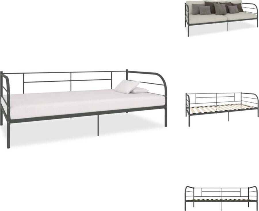 VidaXL Slaapbankframe Slaapbankframes Bedbankframe Bedbankframes Bedbankframe metaal grijs 90x200 cm - Foto 2