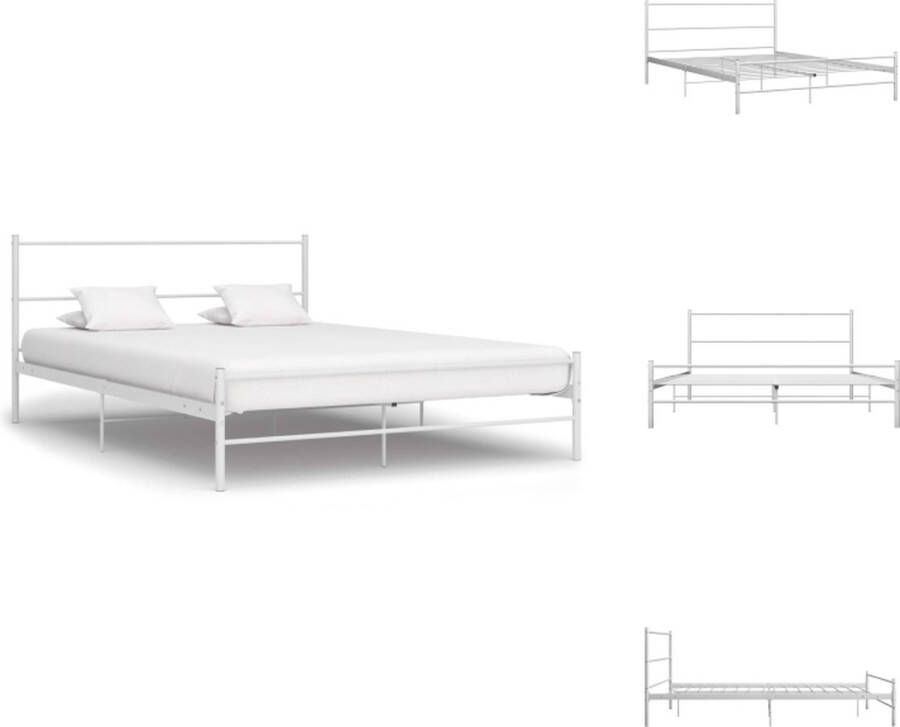 VidaXL Bedframe Bedframes Tweepersoonsbed Tweepersoonsbedden Bedframe metaal wit 120x200 cm