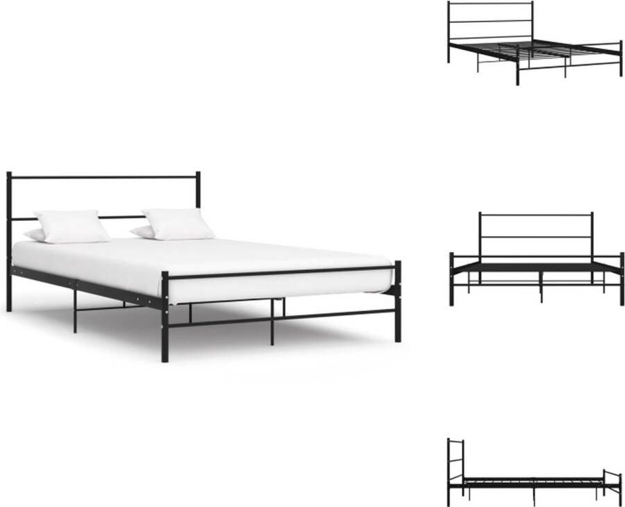 VidaXL Metalen Tweepersoonsbed 209 x 127 x 84 cm Stevig Robuust Zwart Bed