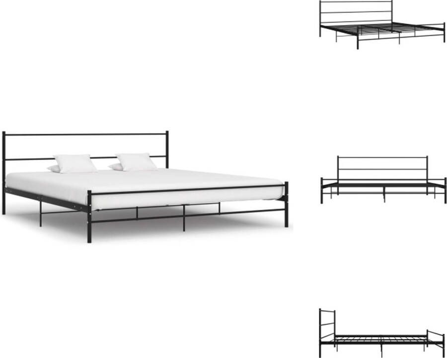 VidaXL Bedframe Bedframes Tweepersoonsbed Tweepersoonsbedden Bedframe metaal zwart 200x200 cm - Foto 2