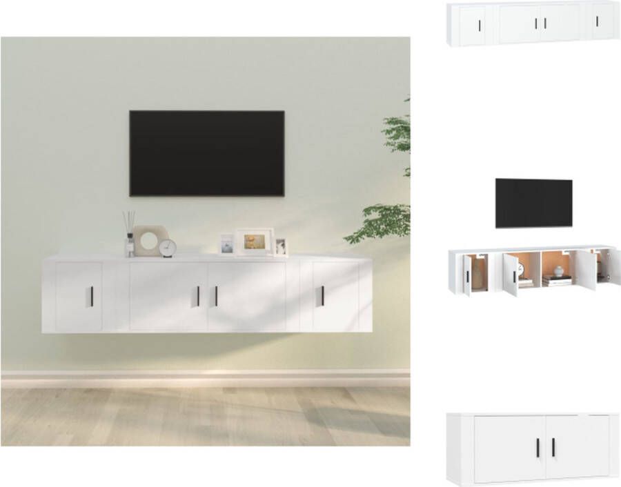 VidaXL Tv-kast Tv-kasten Tv-meubel Hifi-meubel 3-delige Tv-meubelset bewerkt hout wit - Foto 2