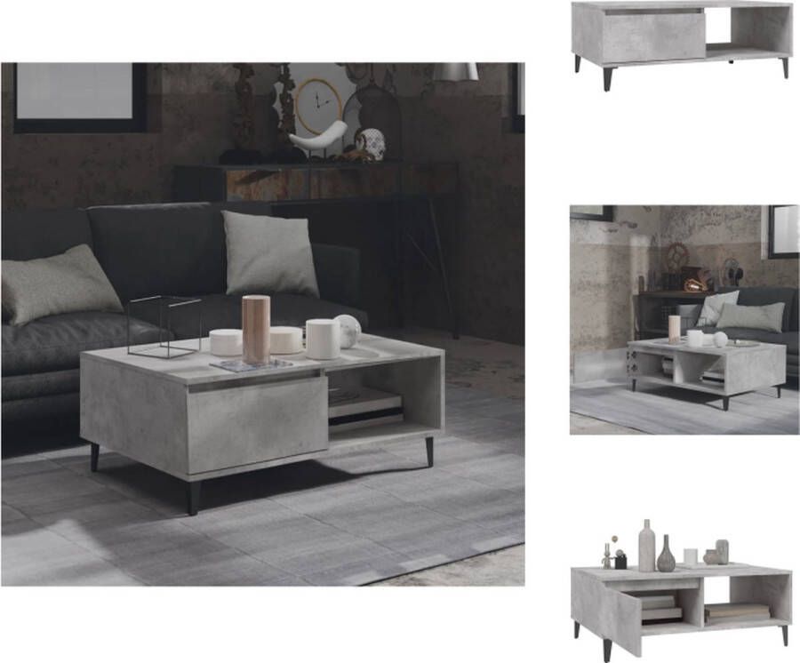 VidaXL Tafel Tafels Tafeltje Tafeltjes Salontafel 90x60x35 cm bewerkt hout betongrijs - Foto 3