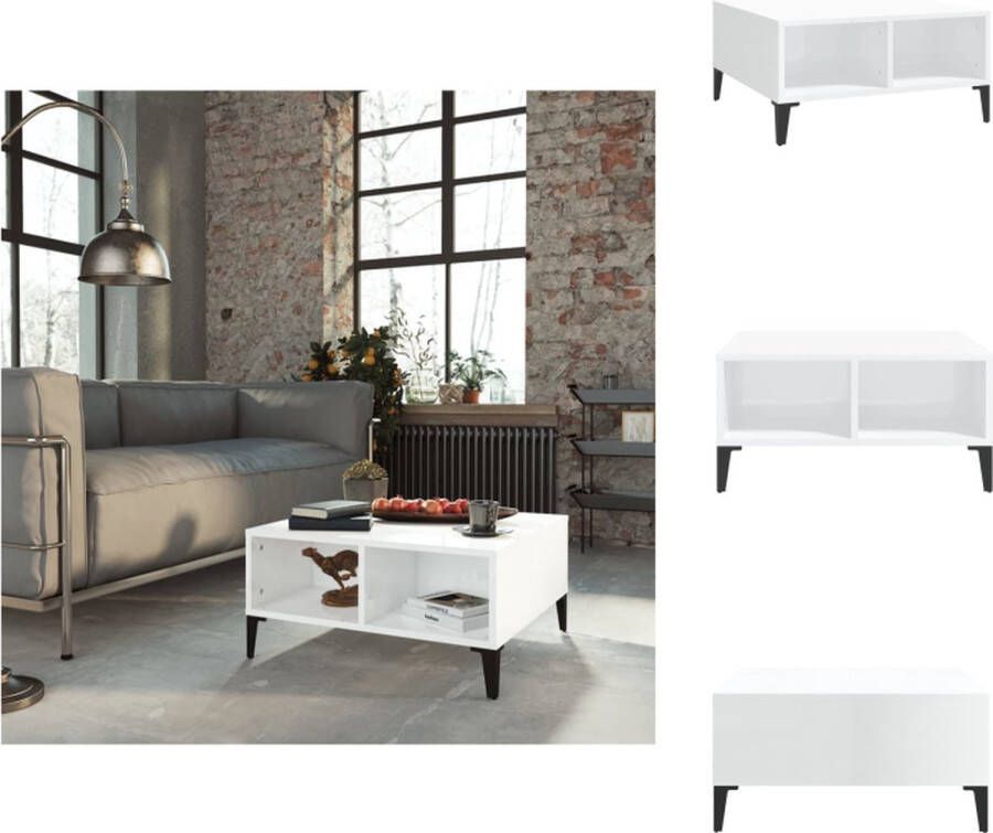 VidaXL Tafel Tafels Tafeltje Tafeltjes Salontafel 60x60x30 cm bewerkt hout hoogglans wit - Foto 2