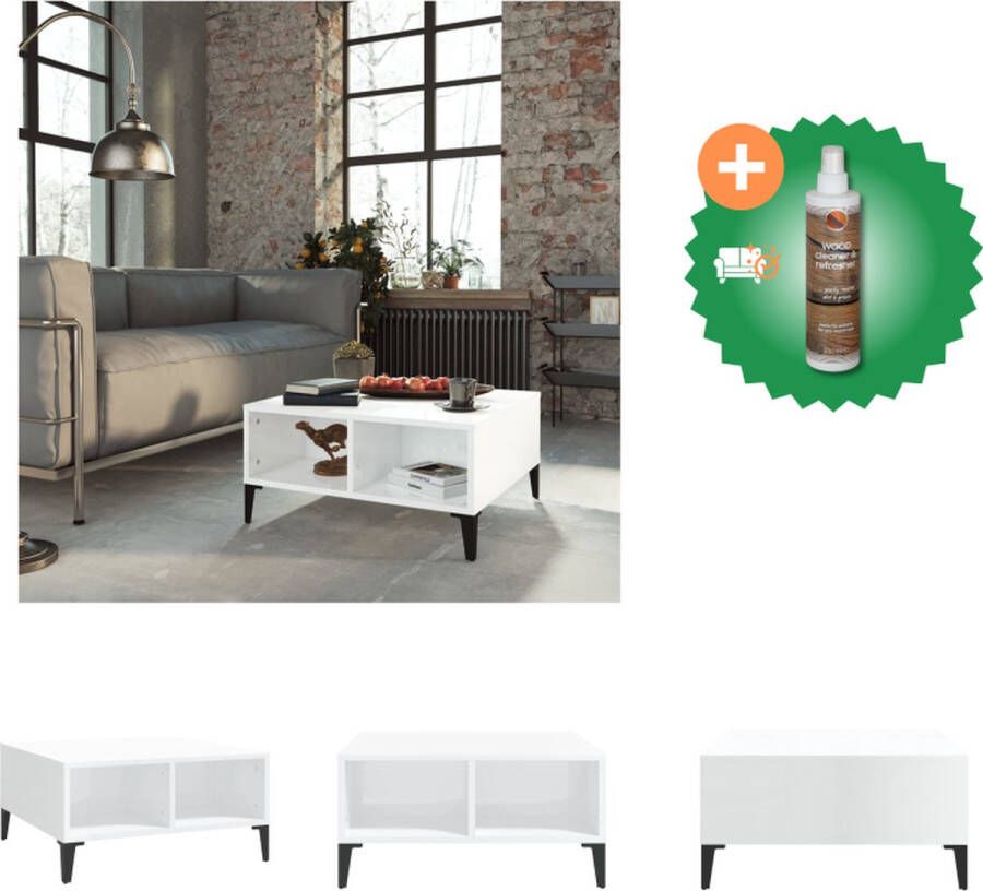 VidaXL Middentafel Bijzettafel 60 x 60 x 30 cm Hoogglans wit Tafel Inclusief Houtreiniger en verfrisser