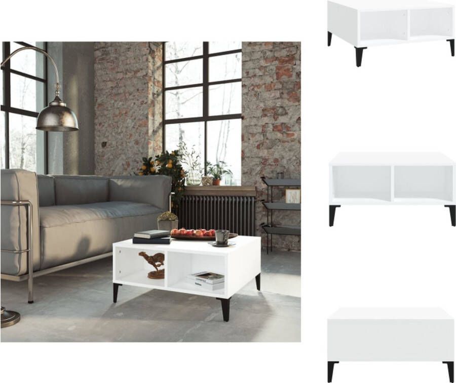 VidaXL Tafel Tafels Tafeltje Tafeltjes Salontafel 60x60x30 cm bewerkt hout wit - Foto 2