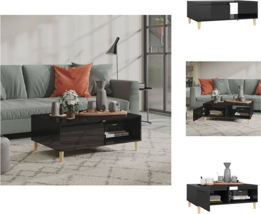 VidaXL Tafel Tafels Tafeltje Tafeltjes Salontafel 90x60x35 cm bewerkt hout hoogglans zwart - Foto 2
