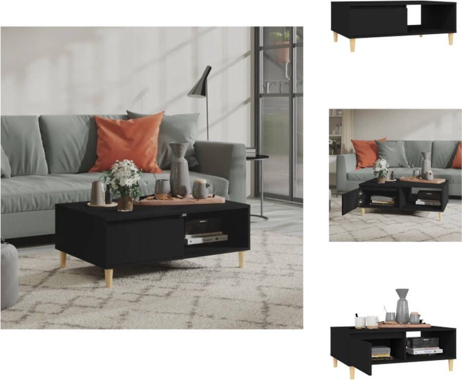VidaXL Tafel Tafels Tafeltje Tafeltjes Salontafel 90x60x35 cm bewerkt hout zwart - Foto 2