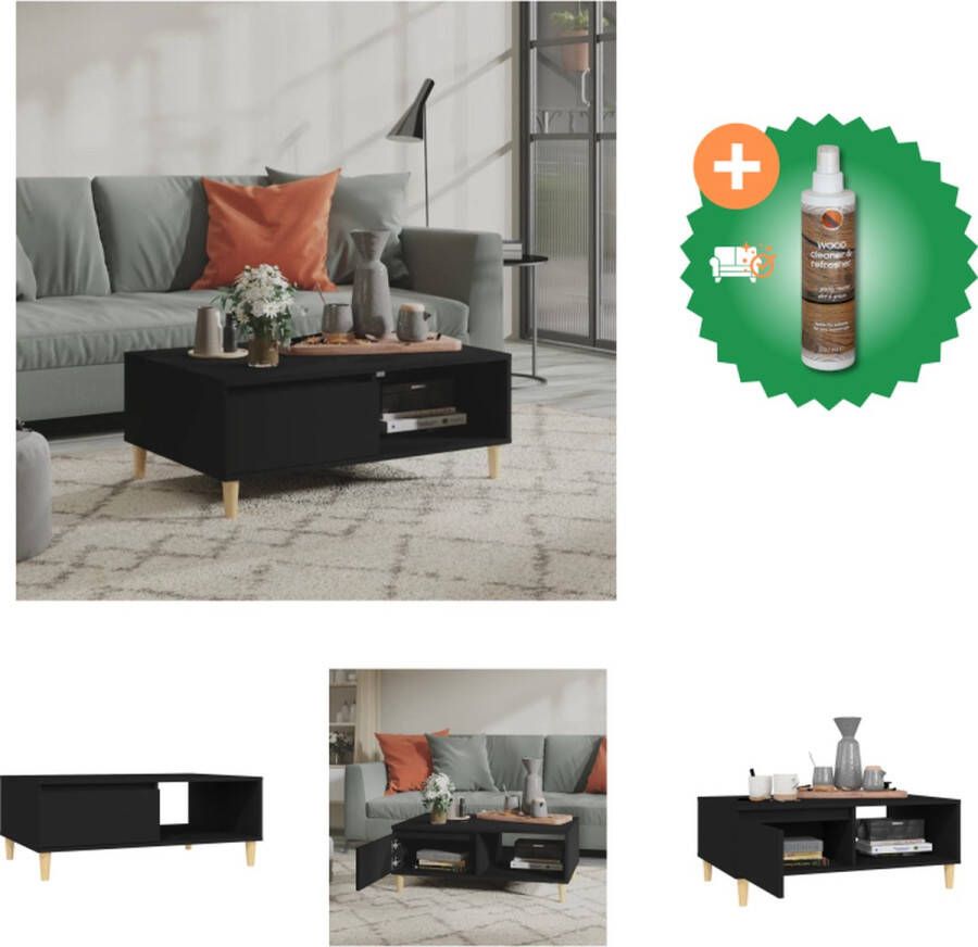 VidaXL Middentafel Bijzettafel 90 x 60 x 35 cm Stevig tafelblad Zwart Tafel Inclusief Houtreiniger en verfrisser