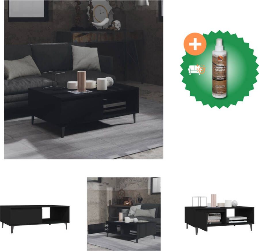 VidaXL Middentafel Bijzettafel 90 x 60 x 35 cm zwart Tafel Inclusief Houtreiniger en verfrisser