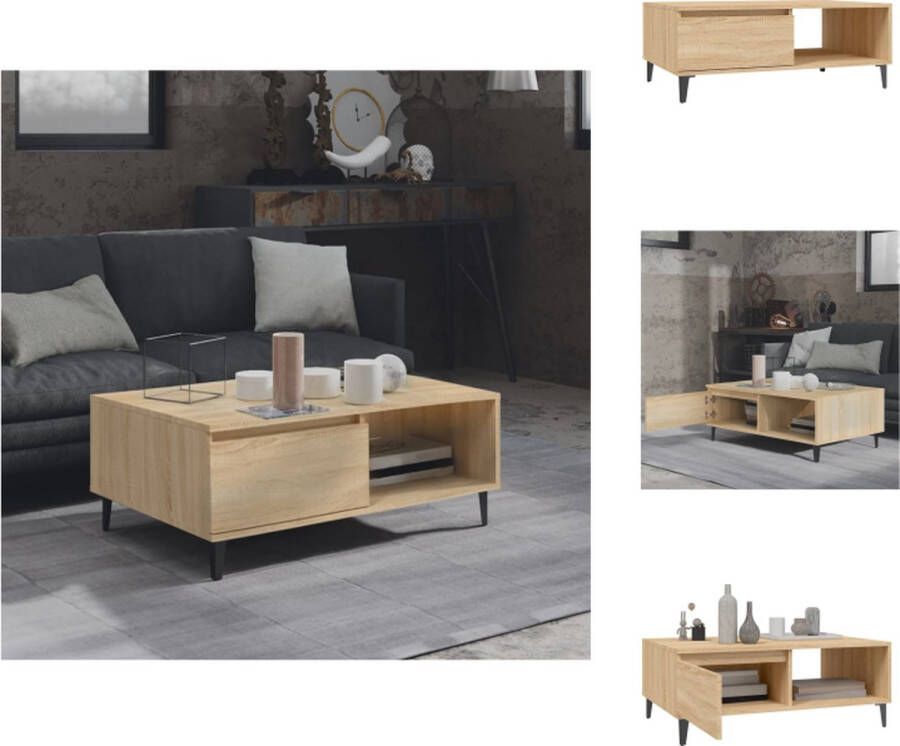 VidaXL Tafel Tafels Tafeltje Tafeltjes Salontafel 90x60x35 cm bewerkt hout sonoma eikenkleurig