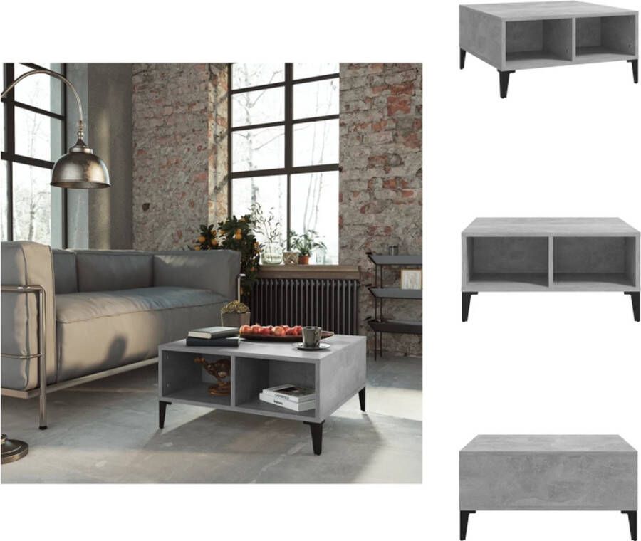 VidaXL Tafel Tafels Tafeltje Tafeltjes Salontafel 60x60x30 cm bewerkt hout betongrijs - Foto 3