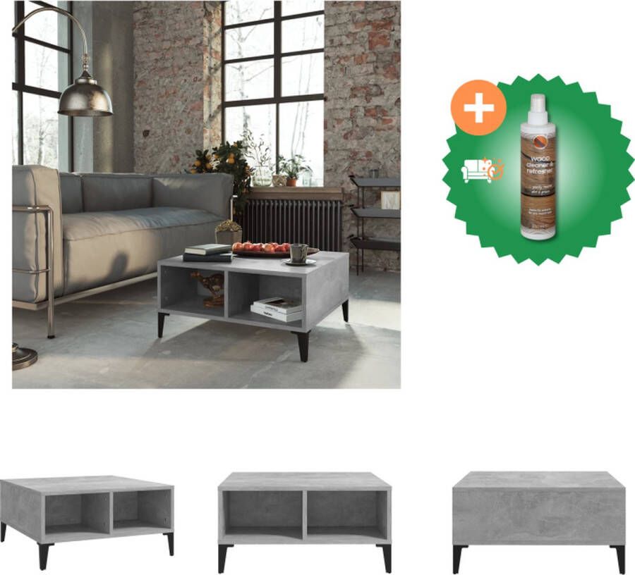 VidaXL Scandinavische bijzettafel opbergschappen 60x60x30cm betongrijs Tafel Inclusief Houtreiniger en verfrisser - Foto 2