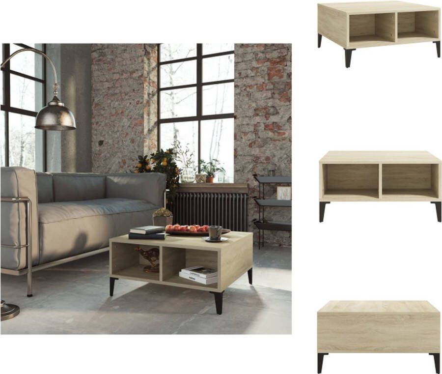 VidaXL Tafel Tafels Tafeltje Tafeltjes Salontafel 60x60x30 cm bewerkt hout sonoma eikenkleurig - Foto 3
