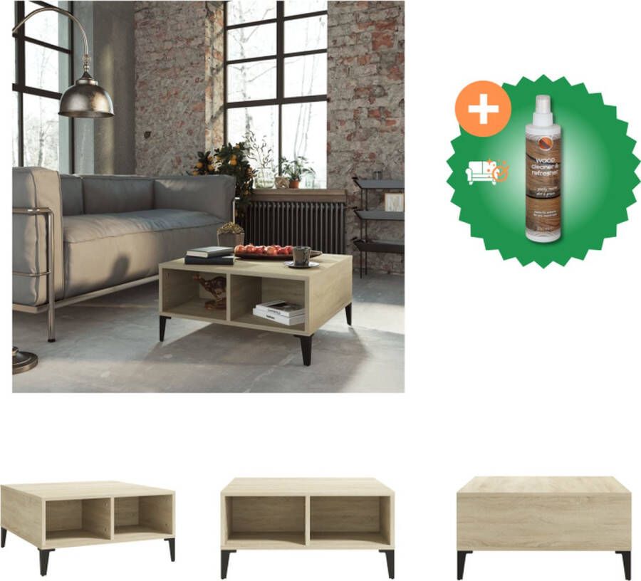 VidaXL Salontafel 60x60x30 cm spaanplaat sonoma eikenkleurig Tafel Inclusief Houtreiniger en verfrisser