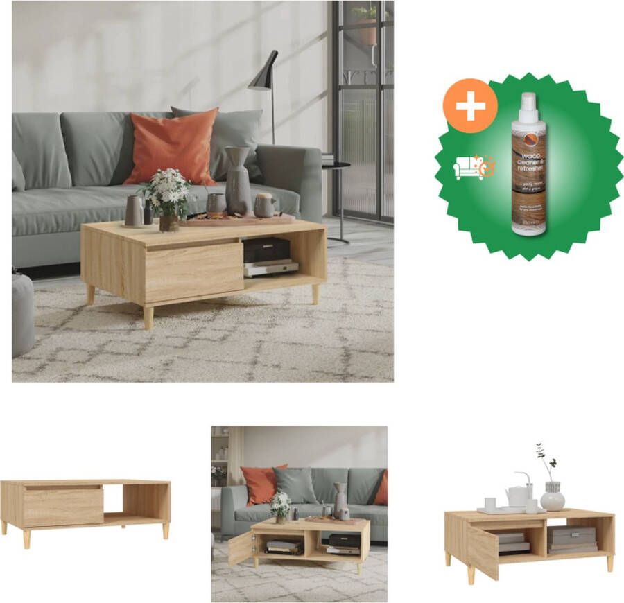 VidaXL Salontafel 90x60x35 cm spaanplaat sonoma eikenkleurig Tafel Inclusief Houtreiniger en verfrisser - Foto 2