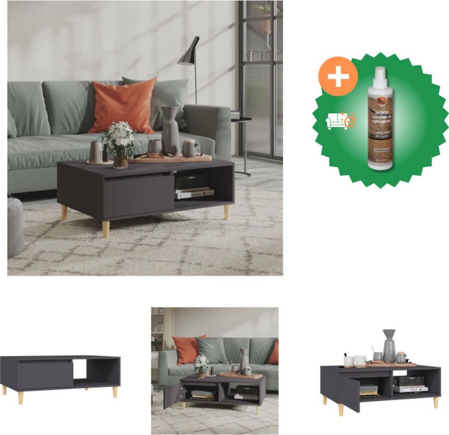 VidaXL Middentafel Woonkamer 90 x 60 x 35 cm grijs spaanplaat Tafel Inclusief Houtreiniger en verfrisser