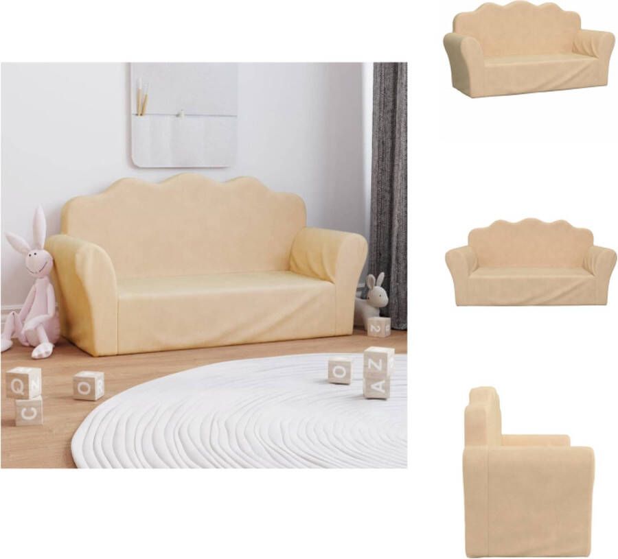VidaXL Minibank Kids Zacht Pluche 93 x 34.5 x 48.5 cm Crème Bank