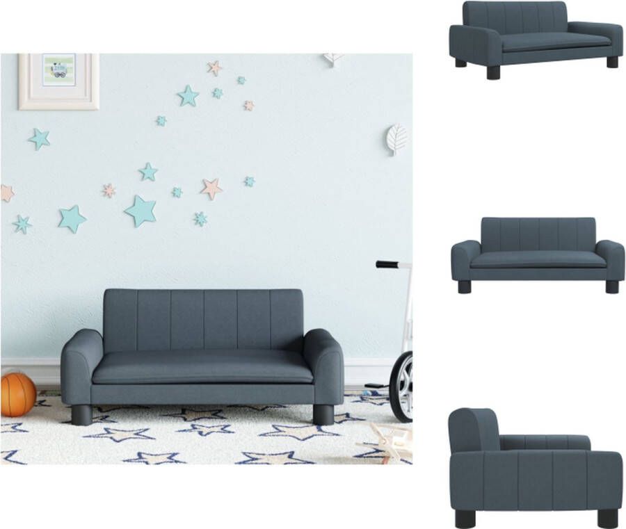 VidaXL Minibank Kinderen Donker Grijs 70 x 45 x 30 cm Stof Grenenhout Schuim Veilig Stijlvol 3-6 jaar Bank