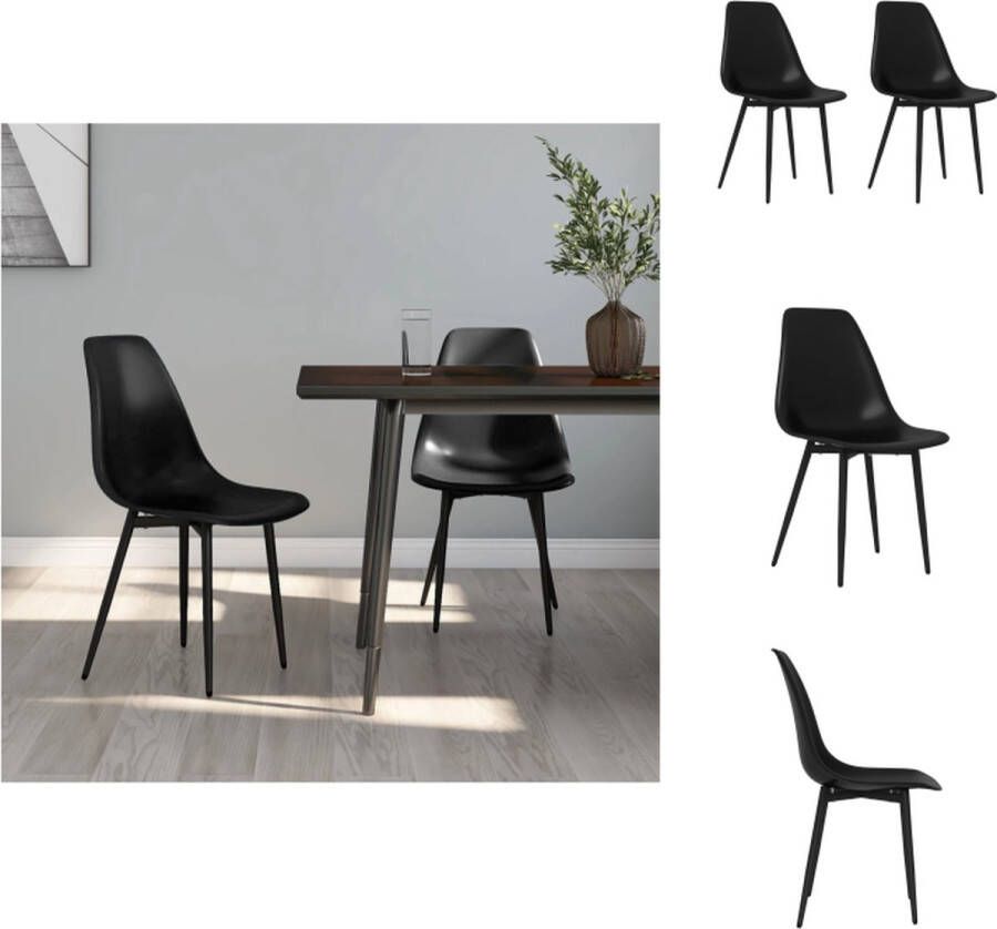 VidaXL Eetkamerstoel Eetkamerstoelen Keukenstoel Keukenstoelen Eetkamerstoelen 2 st PP zwart - Foto 4