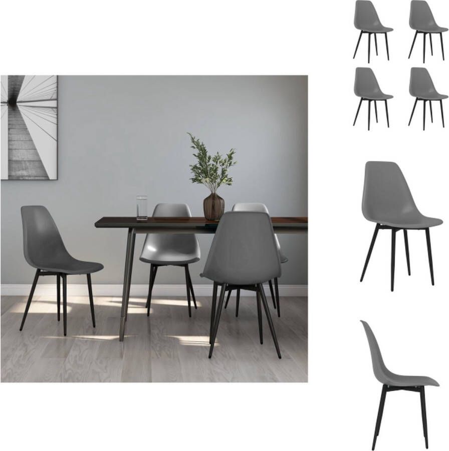 VidaXL Eetkamerstoel Eetkamerstoelen Keukenstoel Keukenstoelen Eetkamerstoelen 4 st PP grijs
