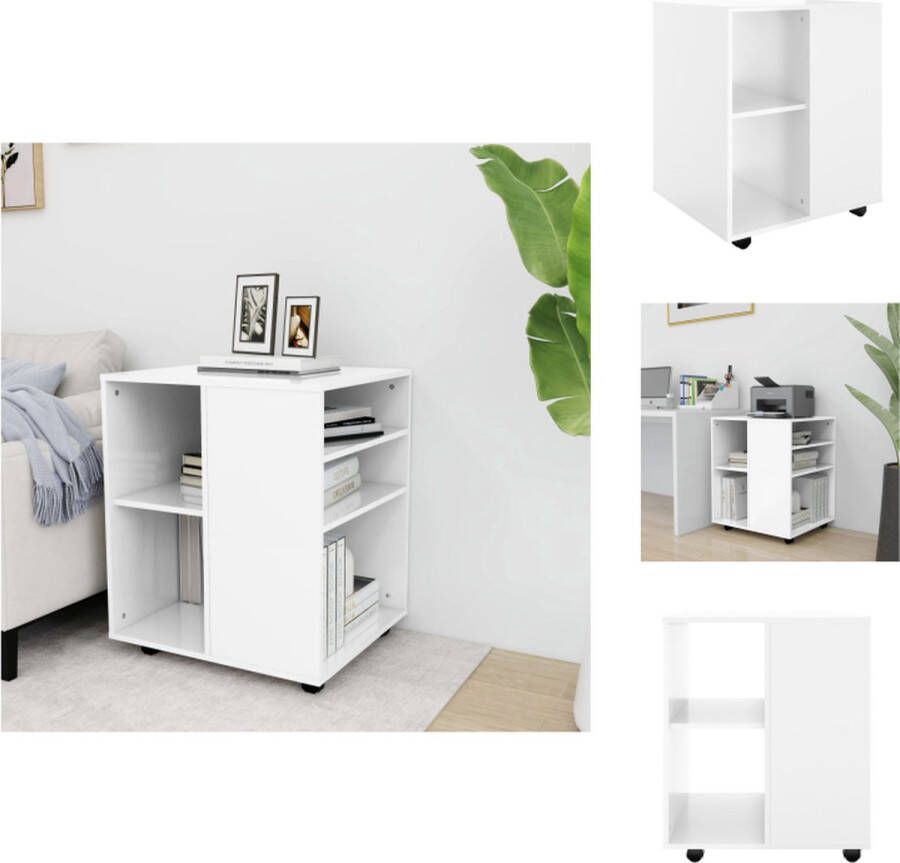 VidaXL Opbergkast Opbergkasten Rolbare Kantoorkast Rolbare Kantoorkasten Kast verrijdbaar 60x53x75 cm spaanplaat hoogglans wit