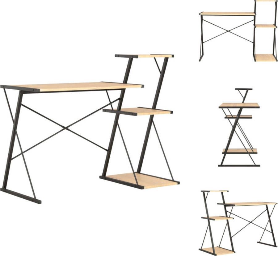 VidaXL Computertafel Computertafels Computerbureau Computerbureaus Bureau met schap 116x50x93 cm zwart en eikenkleurig