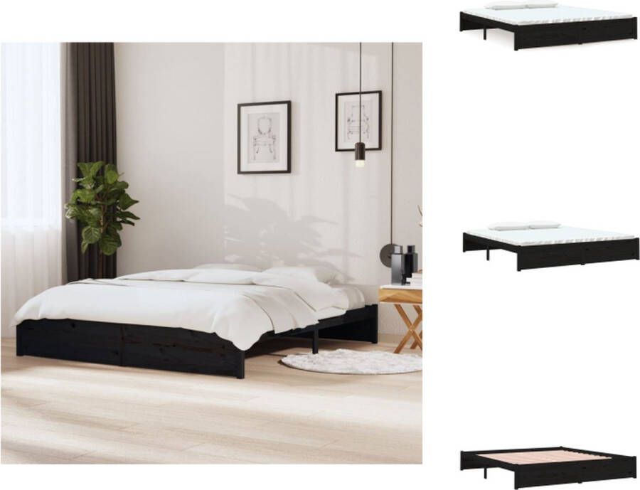 vidaXL Modern Houten Bedframe 180 x 200 cm Hoogwaardig massief grenenhout Stabiel Zwarte kleur Bed