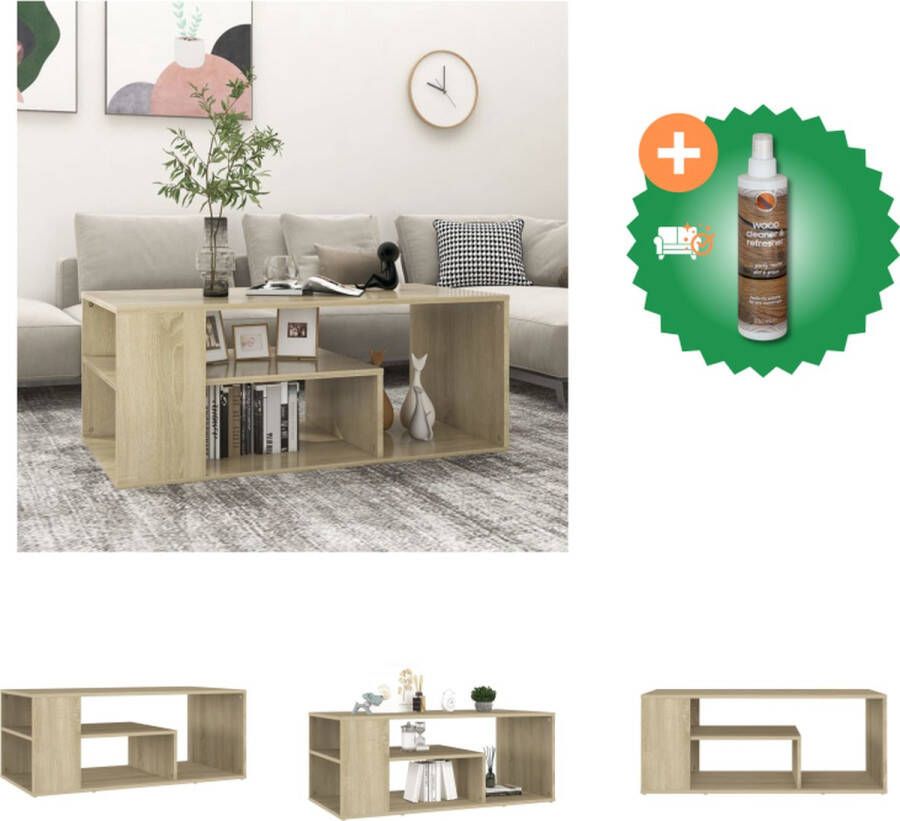 VidaXL Modern Sonoma Eiken Salontafel 100 x 50 x 40 cm Opbergruimte Tafel Inclusief Houtreiniger en verfrisser