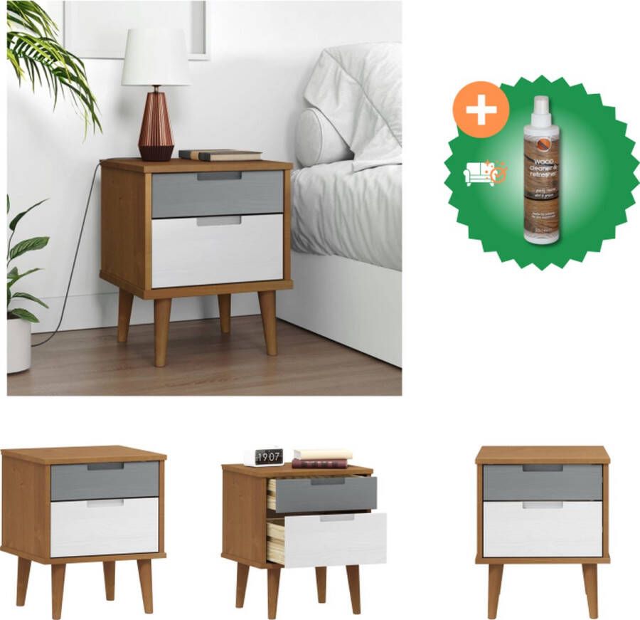 VidaXL MOLDE Nachtkastje 40 x 35 x 48 cm Massief grenenhout met uv-vernis Kast Inclusief Houtreiniger en verfrisser