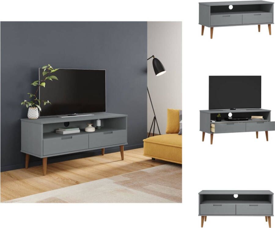 VidaXL Tv-kast Tv-kasten Tv-meubel Hifi-meubel Tv-meubel MOLDE 106x40x49 cm massief grenenhout grijs - Foto 2
