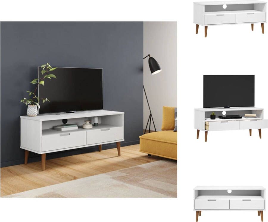 VidaXL Tv-kast Tv-kasten Tv-meubel Hifi-meubel Tv-meubel MOLDE 106x40x49 cm massief grenenhout wit