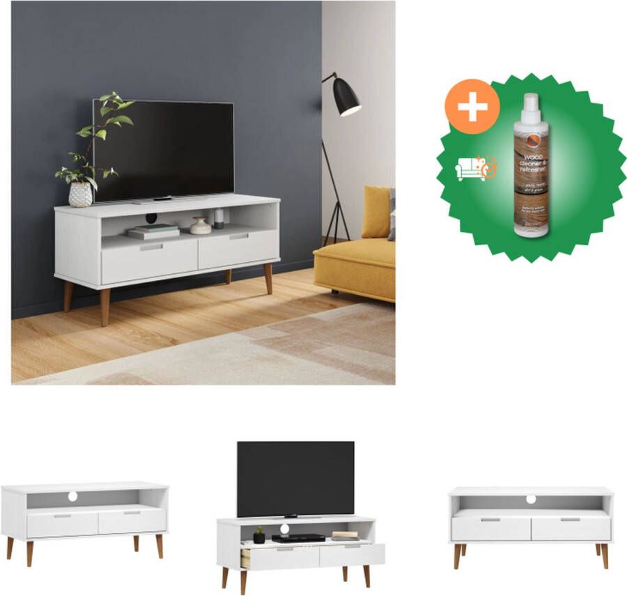 VidaXL MOLDE TV-kast 106 x 40 x 49 cm Massief grenenhout met uv-vernis Kast Inclusief Houtreiniger en verfrisser