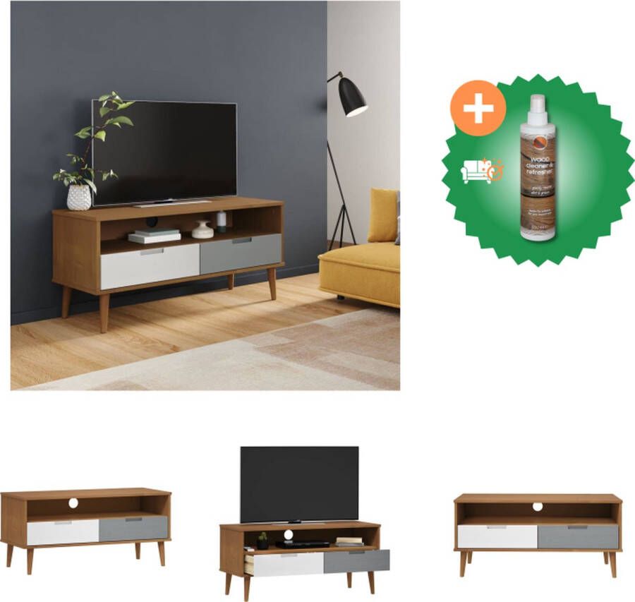 VidaXL MOLDE Tv-kast 106 x 40 x 49 cm Massief grenenhout met uv-vernis Kast Inclusief Houtreiniger en verfrisser