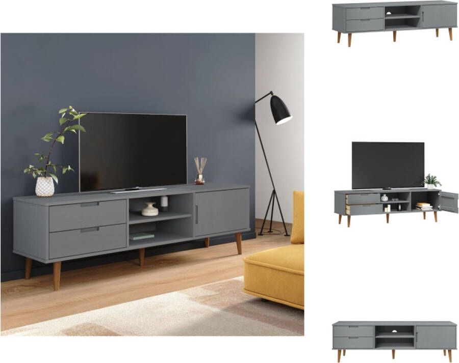 VidaXL Tv-kast Tv-kasten Tv-meubel Hifi-meubel Tv-meubel MOLDE 158x40x49 cm massief grenenhout grijs - Foto 2