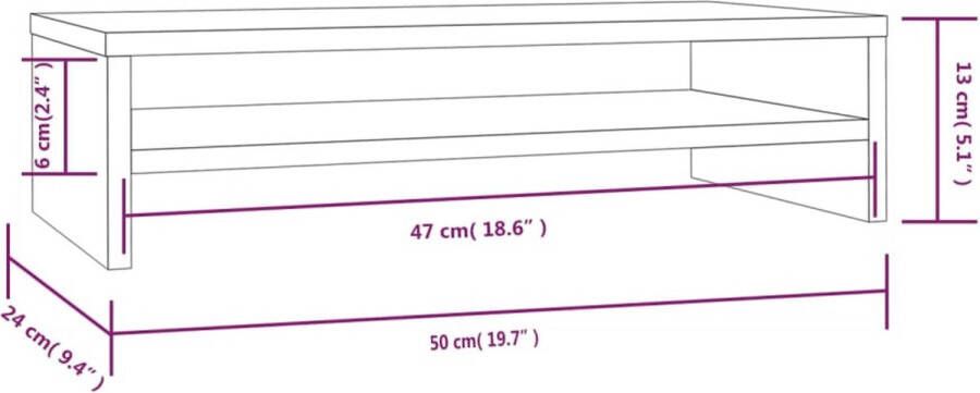 VidaXL -Monitorstandaard-50x24x13-cm-massief-grenenhout-grijs