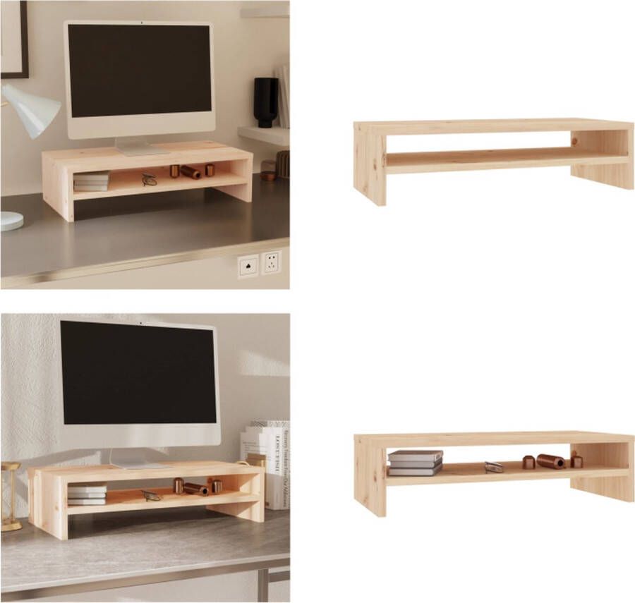 VidaXL Monitorstandaard 50x24x13 cm massief grenenhout Monitorstandaard Monitorstandaards Monitor Standaard Computerstandaard