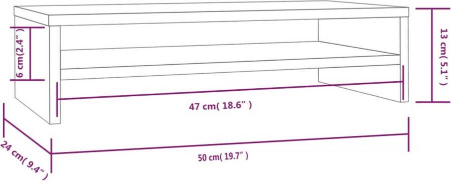 VidaXL -Monitorstandaard-50x24x13-cm-massief-grenenhout-wit - Foto 2