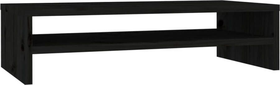 VidaXL -Monitorstandaard-50x24x13-cm-massief-grenenhout-zwart - Foto 2