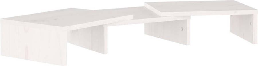 VidaXL -Monitorstandaard-60x24x10 5-cm-massief-grenenhout-wit
