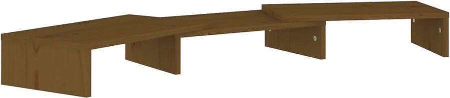 VidaXL -Monitorstandaard-80x24x10 5-cm-massief-grenenhout-honingbruin - Foto 2