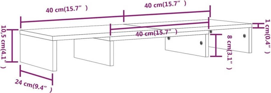 VidaXL -Monitorstandaard-80x24x10 5-cm-massief-grenenhout-wit - Foto 2