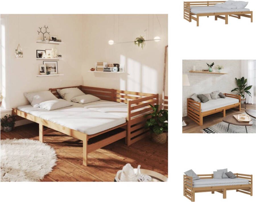 VidaXL Multifunctionele Houten Slaapbank Grenenhout 203.5 x 185 x 68.5 cm Honingbruin Bed - Foto 1