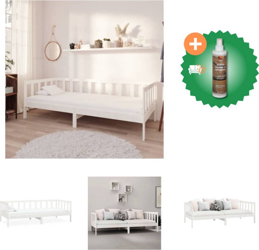 VidaXL Multifunctionele Slaapbank Wit Hout 203 x 98 x 66 cm Massief Grenenhout Bed Inclusief Houtreiniger en verfrisser