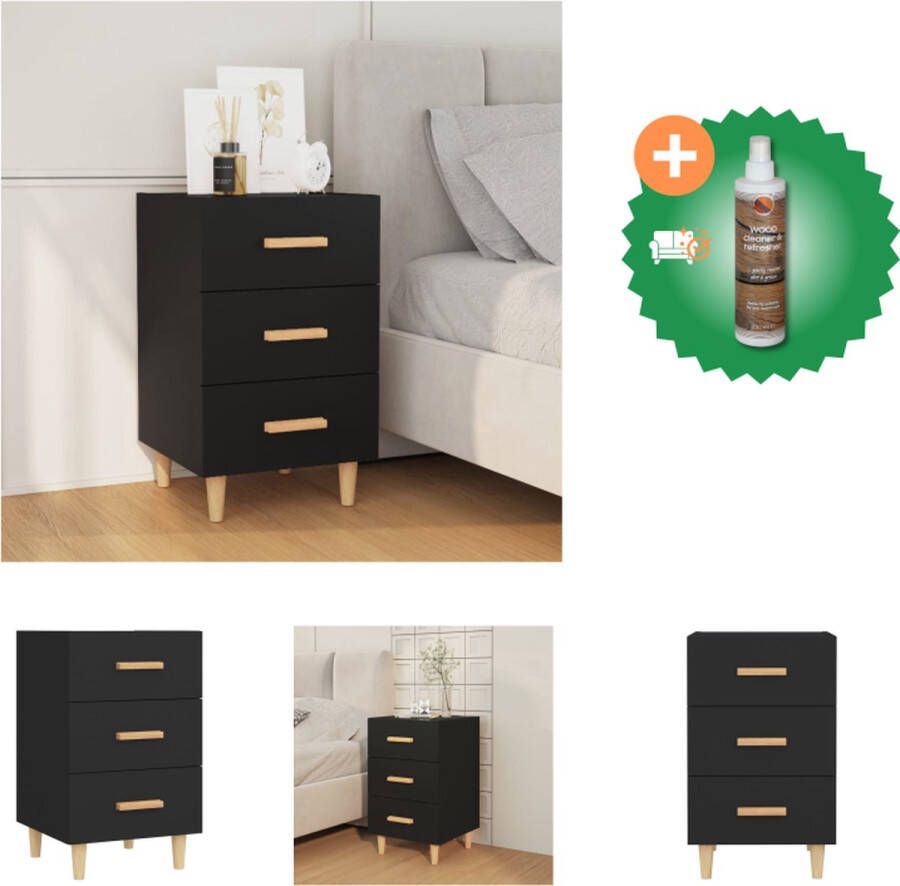 VidaXL Nachtkastje Moderne Charme Bijzetkast Afmetingen- 40 x 40 x 66 cm Kleur- Zwart Materiaal- Bewerkt Hout en IJzer Kast Inclusief Houtreiniger en verfrisser - Foto 3