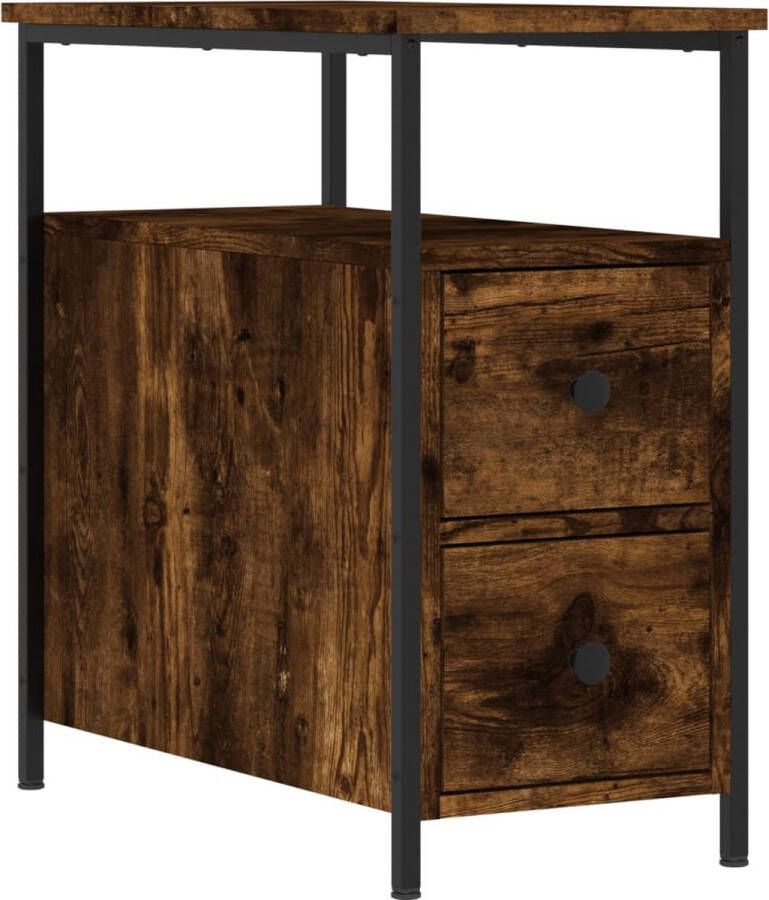 VidaXL Nachtkastje Bewerkt Hout Gerookt Eiken 30x60x60 cm Nachtkastje Kastje Houten Kast Bruine Kast Vintage Kast Industriele Kast Slaapkamer Meubel Bergruimte Nachtlamp Tafeltje
