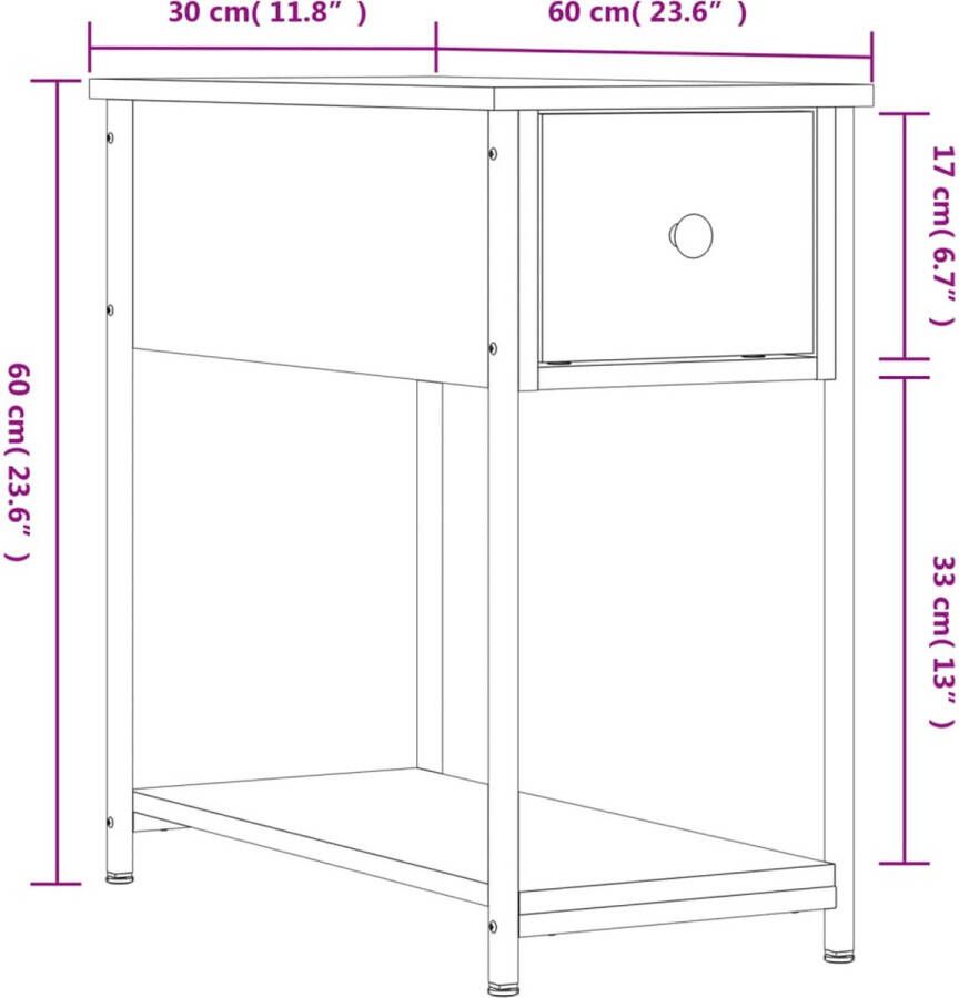 VidaXL -Nachtkastje-30x60x60-cm-bewerkt-hout-gerookt-eikenkleurig - Foto 1