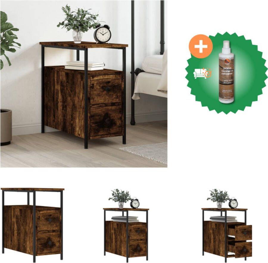 VidaXL Nachtkastje naam Nachtkastje 30 x 60 x 60 cm Gerookt Eiken Kast Inclusief Houtreiniger en verfrisser